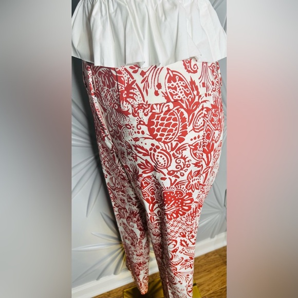 Ann Taylor Factory NWT off white & brick red cropped legged pants waist 32” - Picture 3 of 8